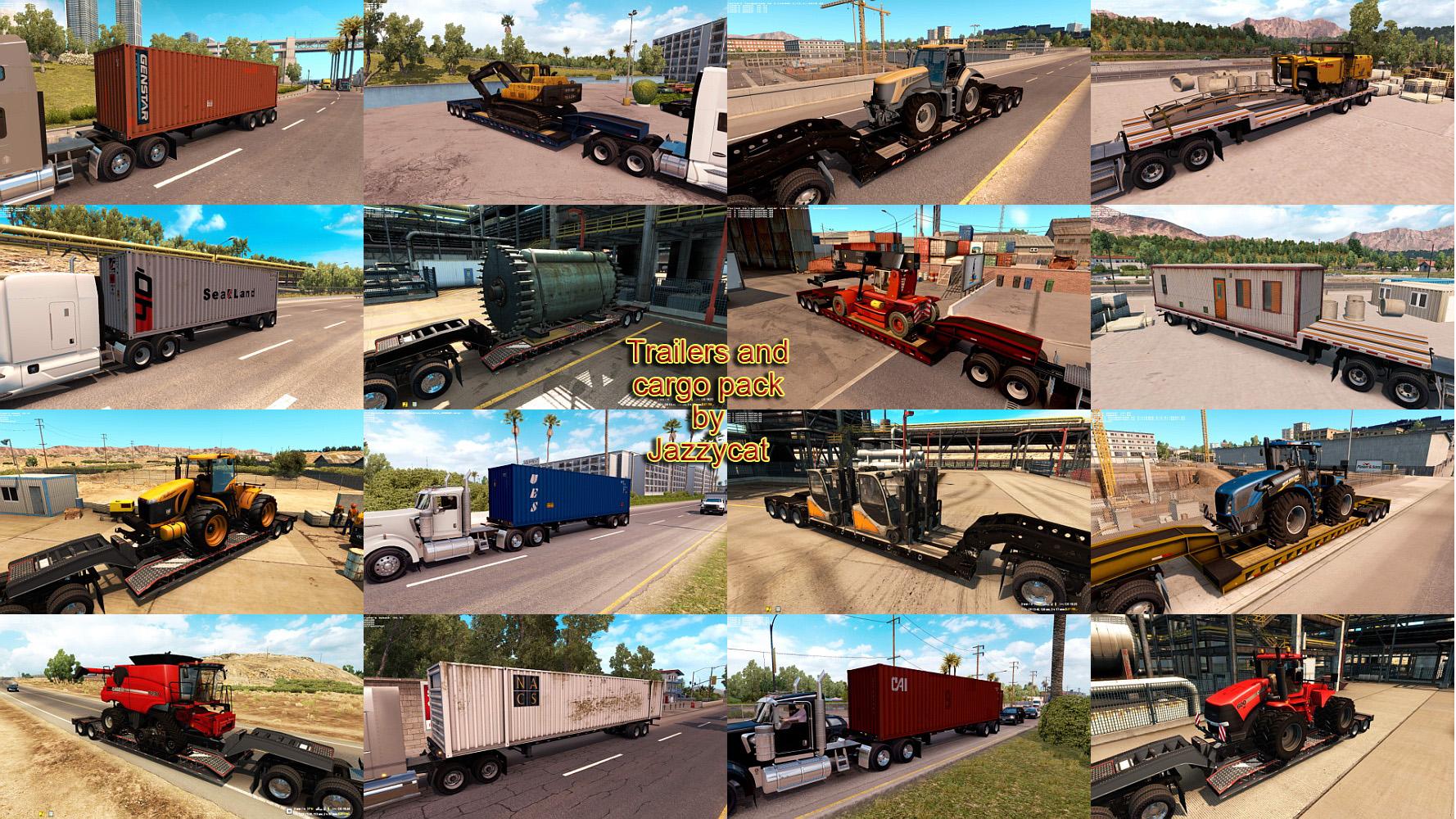 Атс 2 атс 3. American Truck Simulator прицепы. American Truck Simulator моды прицепы. Мод Trailers and Cargo Pack. Мод American Truck Simulator трал.