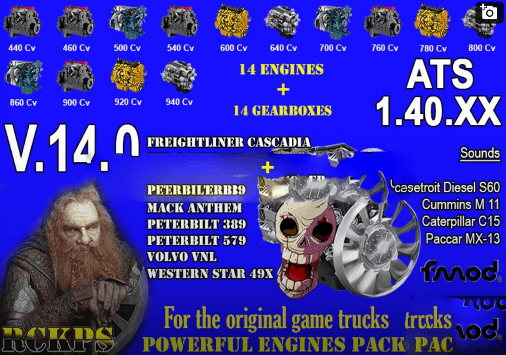 Custom Engine Pack Mod Ats Pack Powerful engines + gearboxes v14.0 for ATS 1.40.x Mod - ATS Mod ...